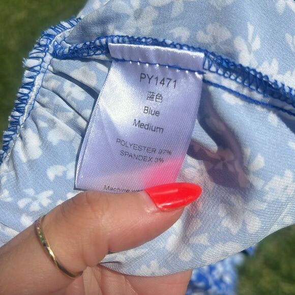 Blue and White Flower Dress - Super Cute Spring Midi Dress - NWOT - Picture 5 of 5